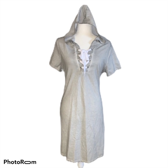 No Comment Dresses & Skirts - No Comment Lace-Up Hooded Sweatshirt Dress, XL